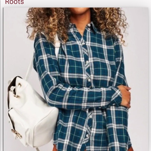 Roots 100% cotton flannel button up shirt xs - Picture 5 of 6